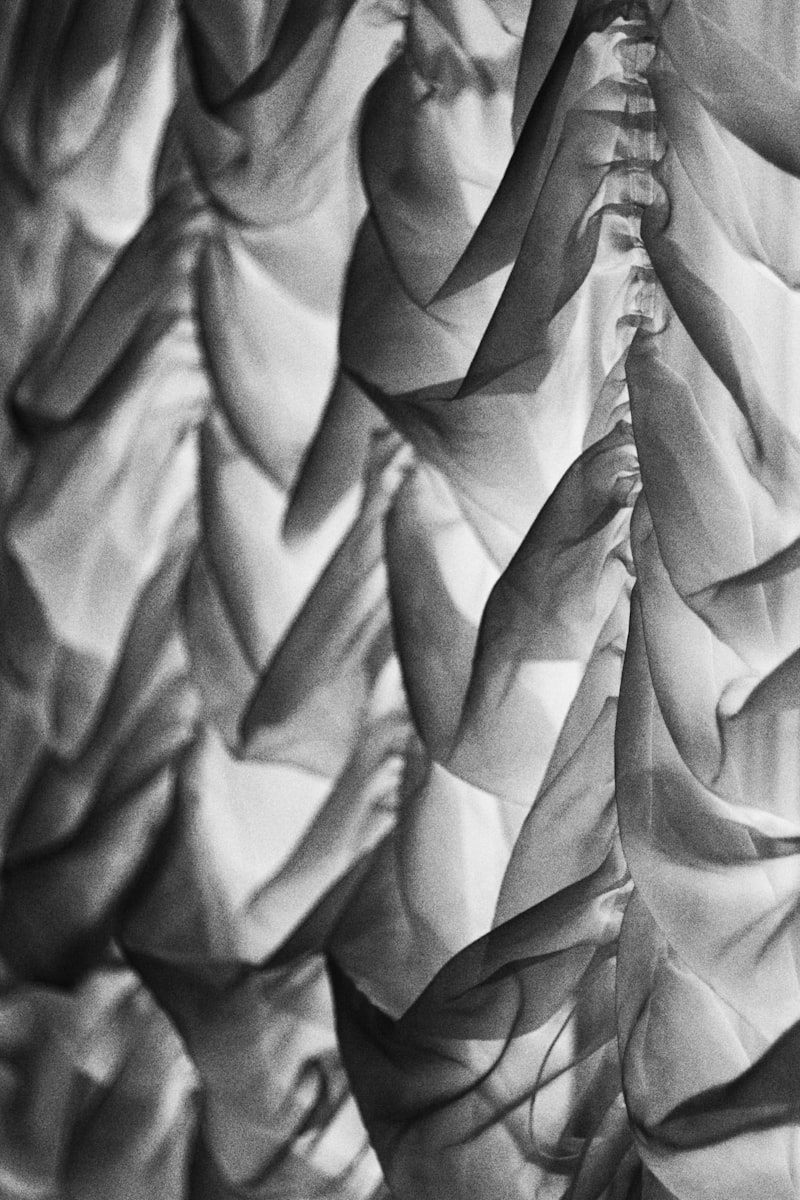 Tissu drapé en noir et blanc avec un éclairage dramatique